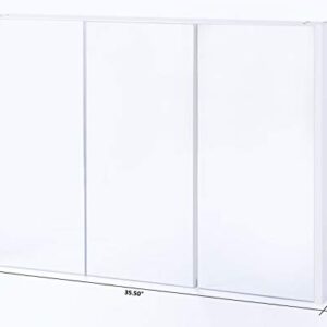 Basicwise QI003456 3 Shelves White Wall Mounted Bathroom/Powder Room Mirrored Door Vanity Cabinet Medicine Chest
