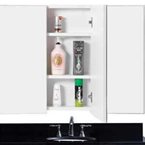 Basicwise QI003456 3 Shelves White Wall Mounted Bathroom/Powder Room Mirrored Door Vanity Cabinet Medicine Chest