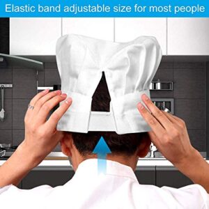 Chef Hat, Adult Premium Adjustable Elastic Baker Kitchen Cooking Chef Cap White