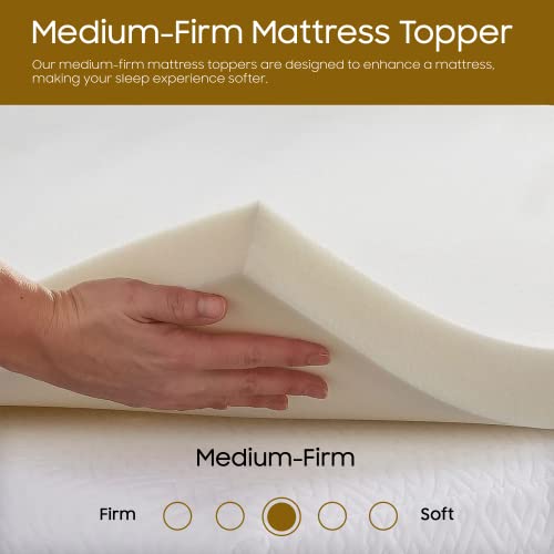 Continental Sleep 2-inch Soft Bedding Topper for Back Pain Relief | CertiPUR-US Certified, Comfortable and Relaxing Toppers for Mattress Beddings, Provides Balanced Support for Body, Full, Yellow