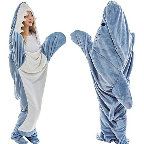 Shark Blanket Hoodie, Shark Blanket, Shark Blanket Adult, Shark Blanket Super Soft Cozy Flannel, Shark Blanket Hoodie Kids ((74.8inX35.5in (L) for Adults a Height of 155-175cm))