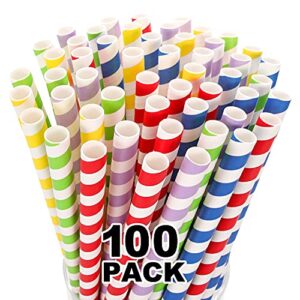 100 pack, extra wide paper smoothie, boba straws - 10 mm wide biodegradable straws for bubble tea (tapioca, boba pearls), milkshakes, jumbo drinks - shower, wedding party supplies decorations