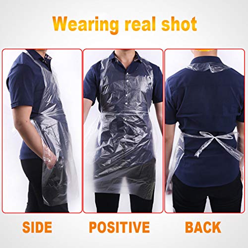 UniPleased Disposable Aprons (50 Count), Plastic apron for Painting Party, Cooking, Housework, Picnic etc.