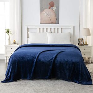 mooreeke soft fleece blanket king size, warm fuzzy cozy plush flannel blanket 350 gsm throw lightweight blanket for bed, sofa, couch suitable for all season, 108x90 inches, navy blue