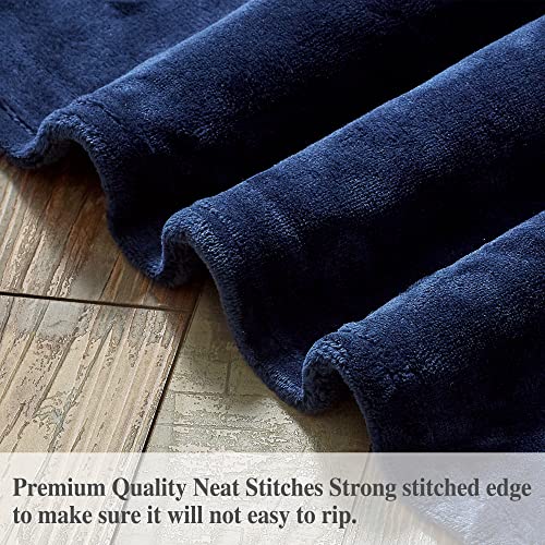 Mooreeke Soft Fleece Blanket King Size, Warm Fuzzy Cozy Plush Flannel Blanket 350 GSM Throw Lightweight Blanket for Bed, Sofa, Couch Suitable for All Season, 108x90 inches, Navy Blue