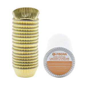 gifbera mini foil baking cups gold, 300-count bright foil paper gold cupcake liners mini size