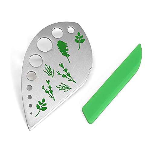 Herb Stripper, Jiaedge Green 9 holes Stainless Steel Kitchen Herb Leaf Stripping Tool, Metal Herb Pealer Suit for Kale, Collard Greens, Thyme, Basil, Rosemary Stripper