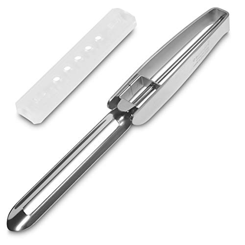 Seki Japan Long Vegetable Peeler, stainless steel blade with plasctic safety cover