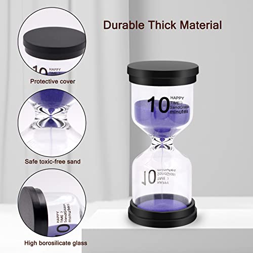 Sand Timer, Hourglass Sand Timers Colorful 1/3/5/10/15/30 Minutes Sandglass Timer with Protective Cover for Classroom Home Office Cooking (Pack of 6)