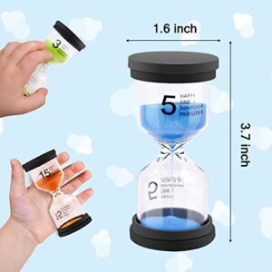 Sand Timer, Hourglass Sand Timers Colorful 1/3/5/10/15/30 Minutes Sandglass Timer with Protective Cover for Classroom Home Office Cooking (Pack of 6)