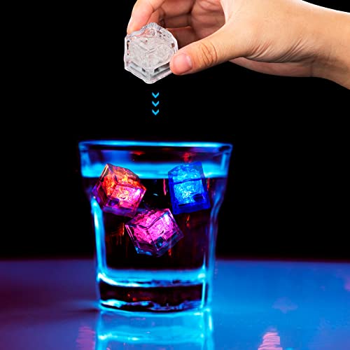 Light Up Ice Cubes, 12/24/48/96 Pack Multi Color Led Ice Cubes for Drinks with Changing Lights, IP67 Waterproof Reusable Glowing Flashing Ice Cube for Club Bar Party Wedding Decor