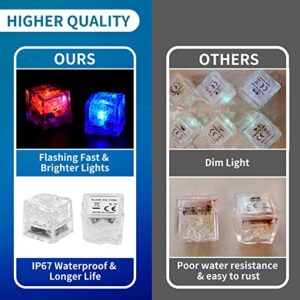 Light Up Ice Cubes, 12/24/48/96 Pack Multi Color Led Ice Cubes for Drinks with Changing Lights, IP67 Waterproof Reusable Glowing Flashing Ice Cube for Club Bar Party Wedding Decor