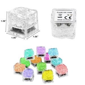 Light Up Ice Cubes, 12/24/48/96 Pack Multi Color Led Ice Cubes for Drinks with Changing Lights, IP67 Waterproof Reusable Glowing Flashing Ice Cube for Club Bar Party Wedding Decor