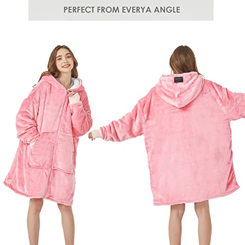 JOYWOO Wearable Blanket Hoodie, Oversized Hoodie Sweatshirt Blanket for Adults Women Men, Gift, Cozy and Fuzzy Sherpa Hoodie Blanket with Zipper and Giant Pocket