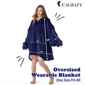 L'AGRATY Wearable Blanket Hoodie Oversized Giant Hooded Blanket Sweatshirt with Pocket Sleeves for Women Men Flannel Sherpa Soft Warm Cozy Blanket Jacket Sweater Gift for Adult Teens One Size Fits All