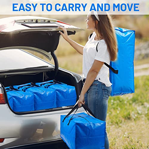 Moving Bags Extra Large Storage Bags for Moving Supplies, Heavy Duty Storage Totes With Strong Handles & Zippers, Best Moving Supplies for Packing Clothes(4Pack-Blue)