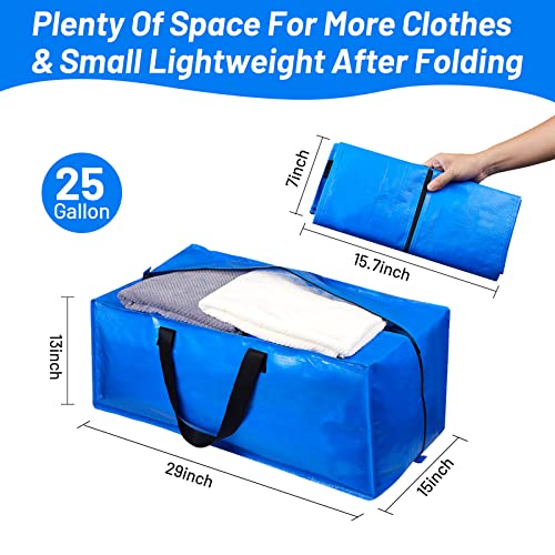 Moving Bags Extra Large Storage Bags for Moving Supplies, Heavy Duty Storage Totes With Strong Handles & Zippers, Best Moving Supplies for Packing Clothes(4Pack-Blue)