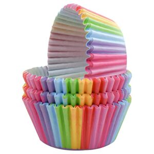 100 Pack Cupcake Baking Cups Rainbow Cupcake Liners Standard Size Rainbow Muffin Liners for Birthday Party Wedding Cake Paper Cup Colorful Cupcake Wrappers Food Grade Greaseproof Paper Muffin Liner