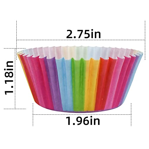 100 Pack Cupcake Baking Cups Rainbow Cupcake Liners Standard Size Rainbow Muffin Liners for Birthday Party Wedding Cake Paper Cup Colorful Cupcake Wrappers Food Grade Greaseproof Paper Muffin Liner