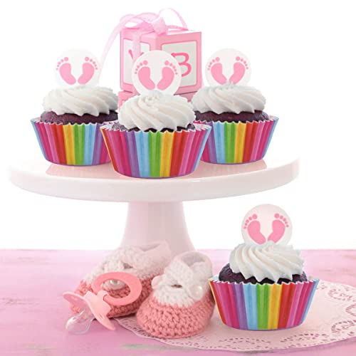 100 Pack Cupcake Baking Cups Rainbow Cupcake Liners Standard Size Rainbow Muffin Liners for Birthday Party Wedding Cake Paper Cup Colorful Cupcake Wrappers Food Grade Greaseproof Paper Muffin Liner