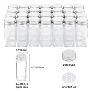 Vtopmart Spice Rack Organizer for Cabinet, 4-Tier Spice Organizer with 28 Empty Spice Jars and 432 Spice Labels, Seasoning Organizer for Countertop, Cabinet, Kitchen, Pantry, Cupboard