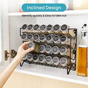 Vtopmart Spice Rack Organizer for Cabinet, 4-Tier Spice Organizer with 28 Empty Spice Jars and 432 Spice Labels, Seasoning Organizer for Countertop, Cabinet, Kitchen, Pantry, Cupboard