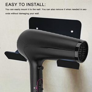 Hidyliu Hair Dryer Holder Adhesive Wall Mounted Hair Dryer Holder Wall Mount Compatible with All Hair Dryers, Stainless Steel Hair Dryer for Home Toilet(Black)