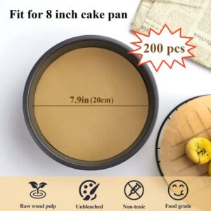 8 Inch Parchment Paper Rounds, 200PCS Unbleached and Non Stick Baking Parchment Rounds, Precut Round Parchment Paper for Baking Sheets Round, Cake Pans, Air Fryer, Springform Pan, Bamboo Steamer