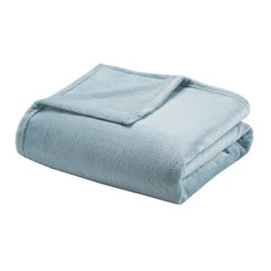 madison park microlight luxury throw blanket premium soft cozy for bed, couch or sofa, full/queen, sterling blue