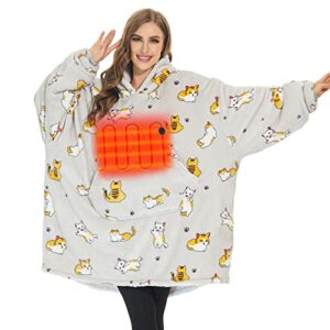venustas heated wearable blanket hoodie with battery pack 7.4v, oversized sherpa blanket hoodie sweatshirt, cozy warm soft