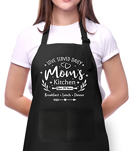 Cute Cooking Apron for Women-Mom Gifts-Adjustable Kitchen Baking Chef Apron with 2 Pockets Birthday Mother's Day Thanksgiving Day Apron Gifts for Grandma Mom