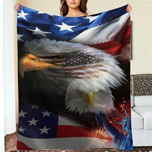 cinholl 4th of july throw blanket us american flag couch cover gifts for women men citizenship country patriotic army theme blankets bed decor