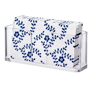 amazing abby acrylic guest towel napkin holder (8.5"x4.5"), plastic napkin dispenser with non-slip pads, clear napkin stand, great for kitchen counter, dining table, bathroom vanity, and more