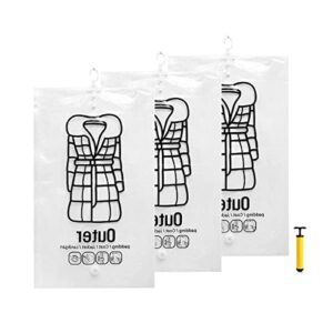 LACOXA Storage Bags Vacuum Sealed, Hanging Vacuum Storage Bags for Clothing, Space Saver Vacuum Storage Bags for Home and Closet Organization (3PCS,L 67 x 110cm)