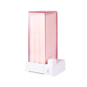 ttsitg automatic cotton pad dispenser, square press out cosmetic cotton makeup removers pad holder makeup cotton pads organizer for bathroom vanity countertop (pink)