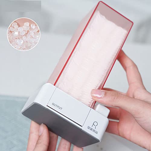 TTSITG Automatic Cotton Pad Dispenser, Square Press Out Cosmetic Cotton Makeup Removers Pad Holder Makeup Cotton Pads Organizer for Bathroom Vanity Countertop (Pink)