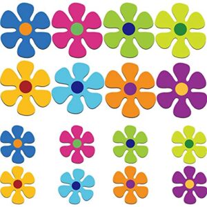 car flower magnet funny magnetic decals decorations cute fridge magnets 60s flower cutout magnet for car home door whiteboard refrigerator (16 pieces,3.9 x 3.9 inch, 2.2 x 2.2 inch)