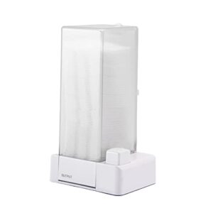 automatic cotton pad dispenser, automatic cotton pad holder press out makeup cotton square holder dispenser for pads (white)