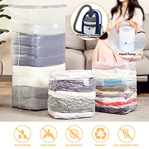 FYY Vacuum Storage Bags, 4 Pack Jumbo Space Saver Bags Double-Zip Vacuum Sealer Bags Compression Bags for Clothes, Comforters, Pillows, Blankets, 80% Space, No Pumps Needed