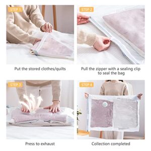 FYY Vacuum Storage Bags, 4 Pack Jumbo Space Saver Bags Double-Zip Vacuum Sealer Bags Compression Bags for Clothes, Comforters, Pillows, Blankets, 80% Space, No Pumps Needed