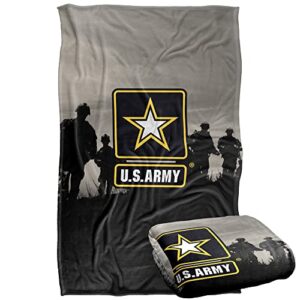 u.s. army blanket, 36"x58" u.s. army logo with soldier silhouette, silky touch sherpa back super soft throw