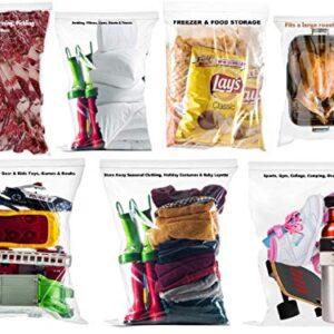 [ 20 COUNT ] JUMBO BAG Zipper top 8 Gallon - Resealable Bag with Zipper Top Storage Bags - Extra Large 22" x 24" for Seasonal Clothing, Blanket, Linens, Pillows, Food