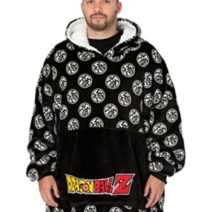 Dragon Ball Z Oversized Blanket Hoodie Adults Mens Womens Sherpa Fleece One Size Black