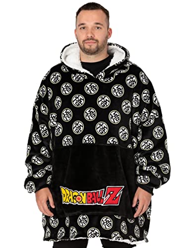 Dragon Ball Z Oversized Blanket Hoodie Adults Mens Womens Sherpa Fleece One Size Black