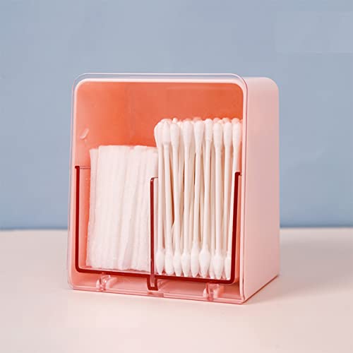 Qtip Holder Canisters Bathroom Cosmetic Makeup Pads Cotton Swabs Storage Organizer Container with 2 Grids, Bathroom Dresser Counter-top Office Desktop Storage Dispenser, Pink