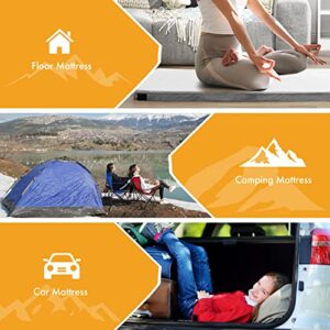 Memory Foam Camping Mattress Portable Travel Sleeping Pad Floor Guest Bed Tent Mattress Removable Waterproof Cover Travel Bag CertiPUR-US (Single (Small))