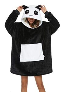 luojida blanket hoodie panda wearable blanket unisex oversized sweatshirt animal with sleeves pocket hood for adults men women teenagers kids (panda, s)