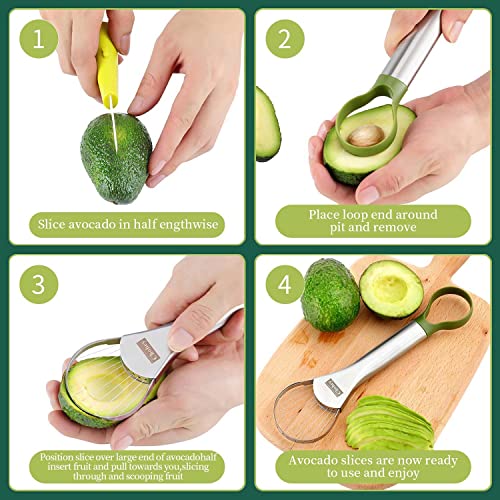 Avocado Slicer,Avocado Pit Remover Cutter/Peeler,Well Made Stainless Steel Avocado Slicer and Pitter Tool,Really Cutting Thin Slices,The Best Holiday Gifts