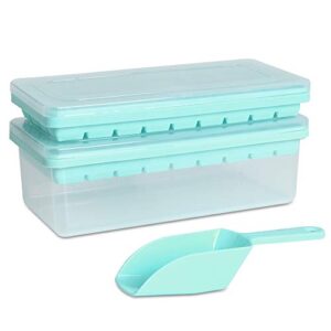 food-grade silicone ice cube tray with lid and storage bin for freezer, easy-release 2 * 36 small nugget ice trays 1 ice bucket & scoop, flexible ice cube molds with ice container