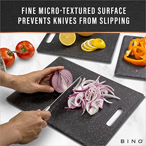 BINO Cutting Board - 3-Piece Chopping Boards | BPA-Free Plastic, Durable, Multipurpose, Dual-Sided, Dishwasher Safe, Easy to Clean | Charcuterie Accessories | Home & Kitchen Utensils